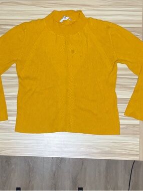 Mustard Ribbed Mock Neck Women’s Top